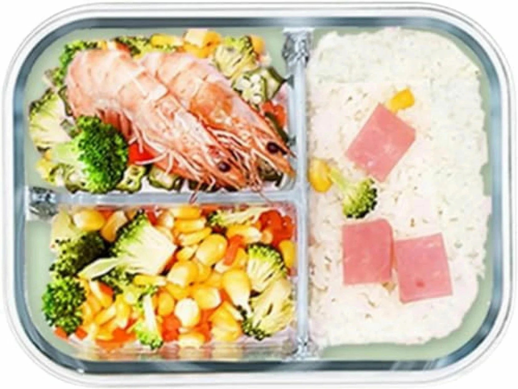 【20%OFFクーポン】弁当箱 耐熱ガラス ポータブル スプーン付き 長方形 透明 大容量 耐熱耐冷 食器洗い機可 オーブン可保存容器 おべん
