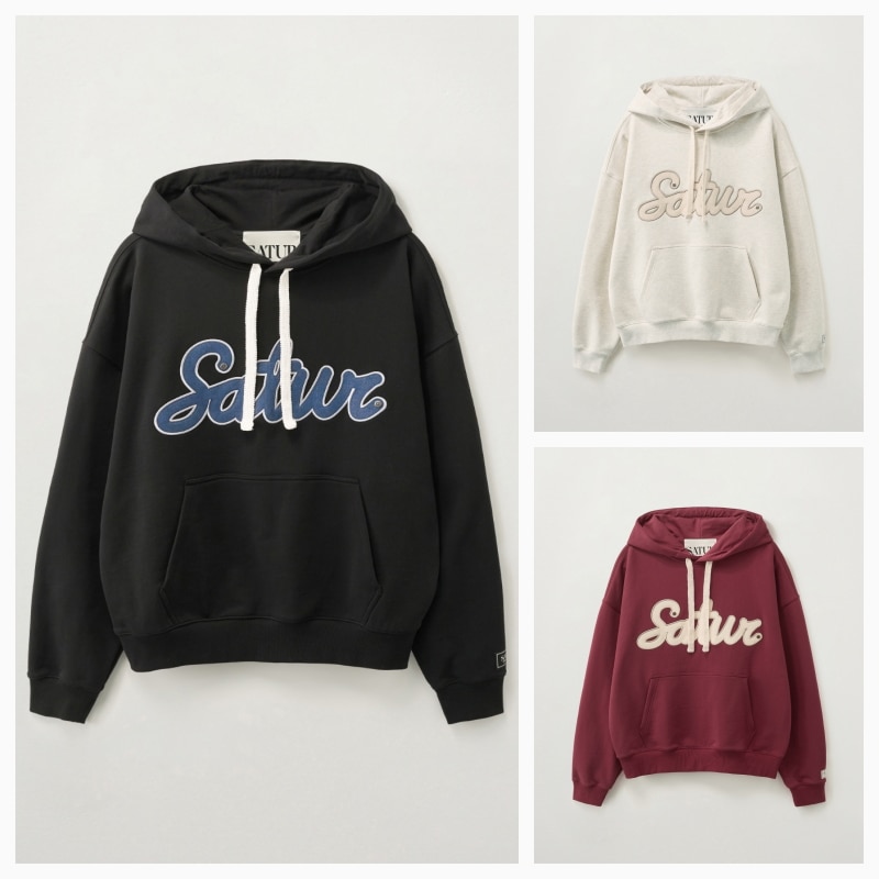 【SATUR】 26SS Lugo Denim Patch Hoodie : 3colors
