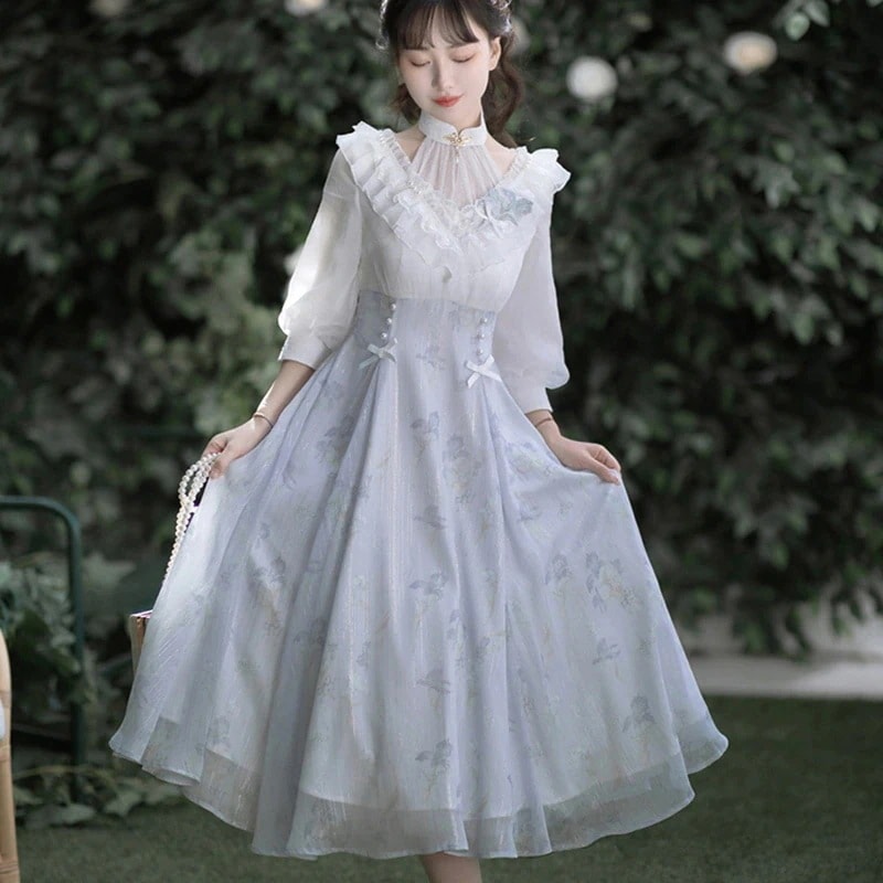 ロリータ通販 ロリータ ワンピース cla系 クラシカルロリータ 七分袖 エレガントワンピース ハイウエスト デート 茶会 花嫁