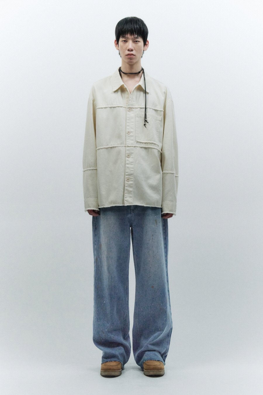 【INSILENCE】 STAINED PAINTING DENIM PANTS : BLUE