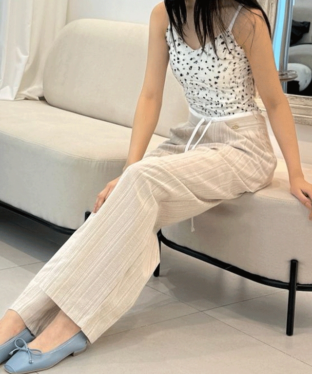 ビブル ストライプ 紐調節 ズボン