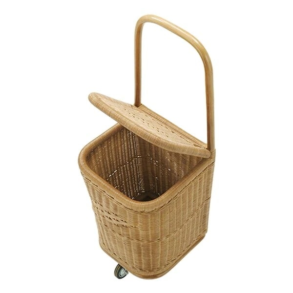 ショッピングカート ラタン キャスター付 買い物カゴ 幅35cm
