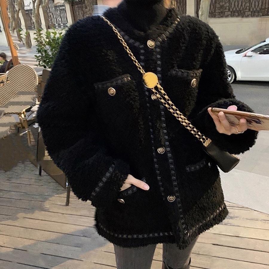 エコレザーEC2678 レディース ラムウールレディース厚みのあるショートスタイル もこもこ アウター 【2025年新商品登場】23 人工毛皮 新作