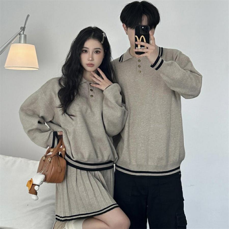 新入荷ペアルックペアルックカップルセーター春秋レディース2点セット厚手セットアップセーターニットお揃い服ペアルックペアルックカップルセーター春秋レディース
