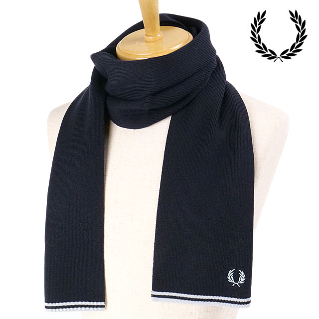 ツインティップドメリノウールスカーフ [C9152-L51] TWIN TIPPED MERINO WOOL SCARF メンズ・レディース 小物 アクセサリー ニットマフラー 防寒 NAVY
