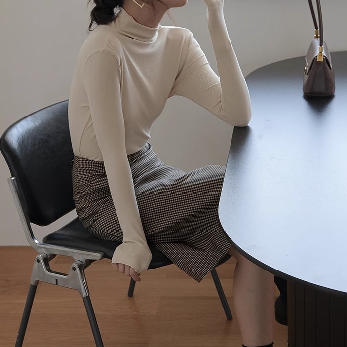 トップス カットソー ニットソー 袖あり 長袖 ハイネック 大人可愛い きれいめ シンプル カジュアル 大人 上品 おしゃれ お洒落 大人女子 無地 春 秋 冬 2023 10代 20代 30代