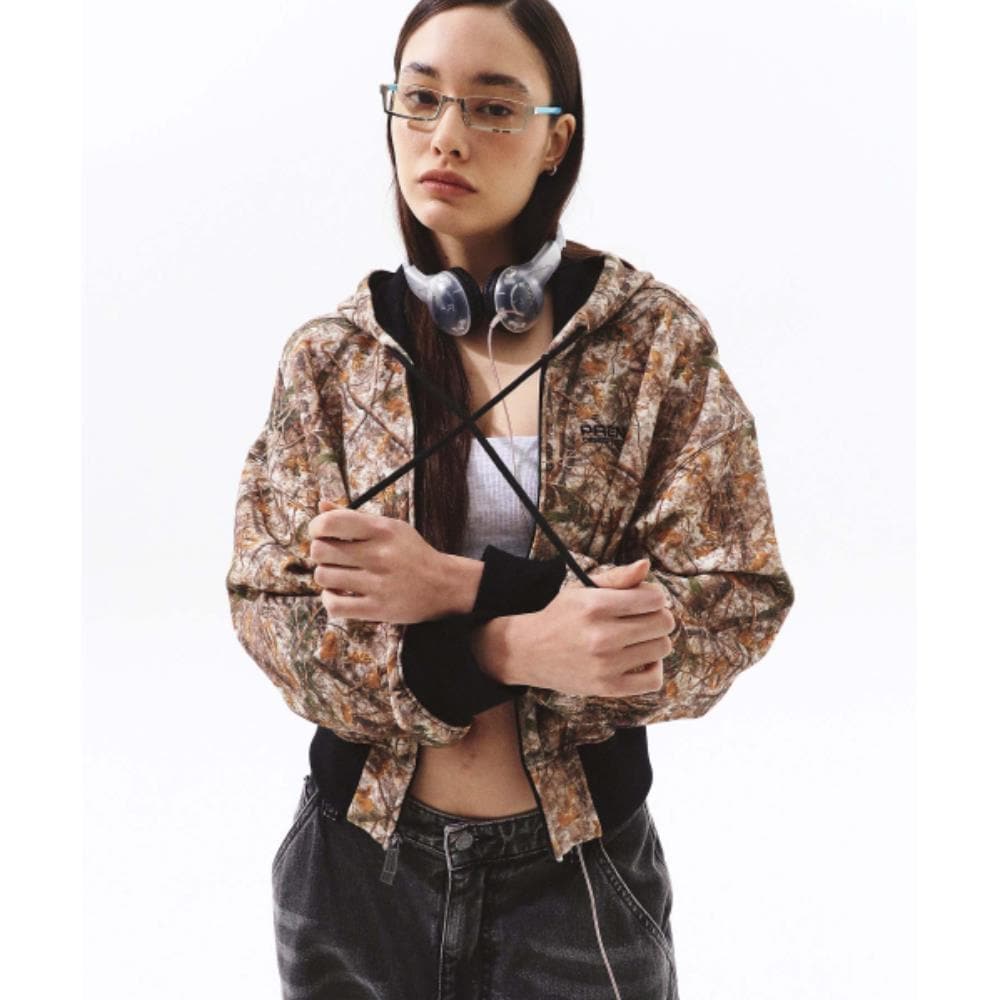 PRENDA REAL TREE CROP HOOD ZIPUP BROWN PRTFAAHZ01WR8