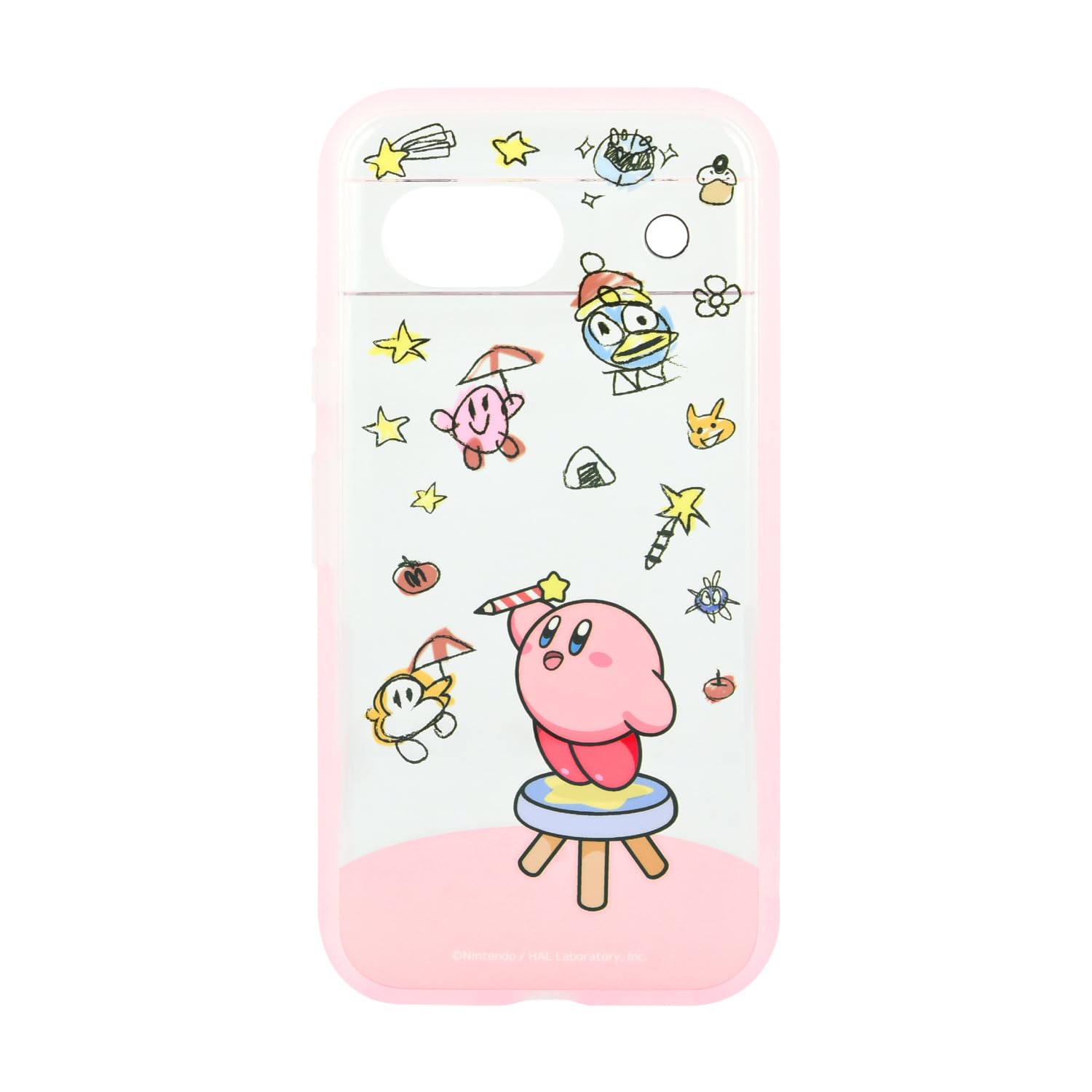 グルマンディーズ 星のカービィ IIIIfit Clear (イーフィット クリア) Google Pixel 8a 対応 ケース らくがきカービィ BKBY-13A