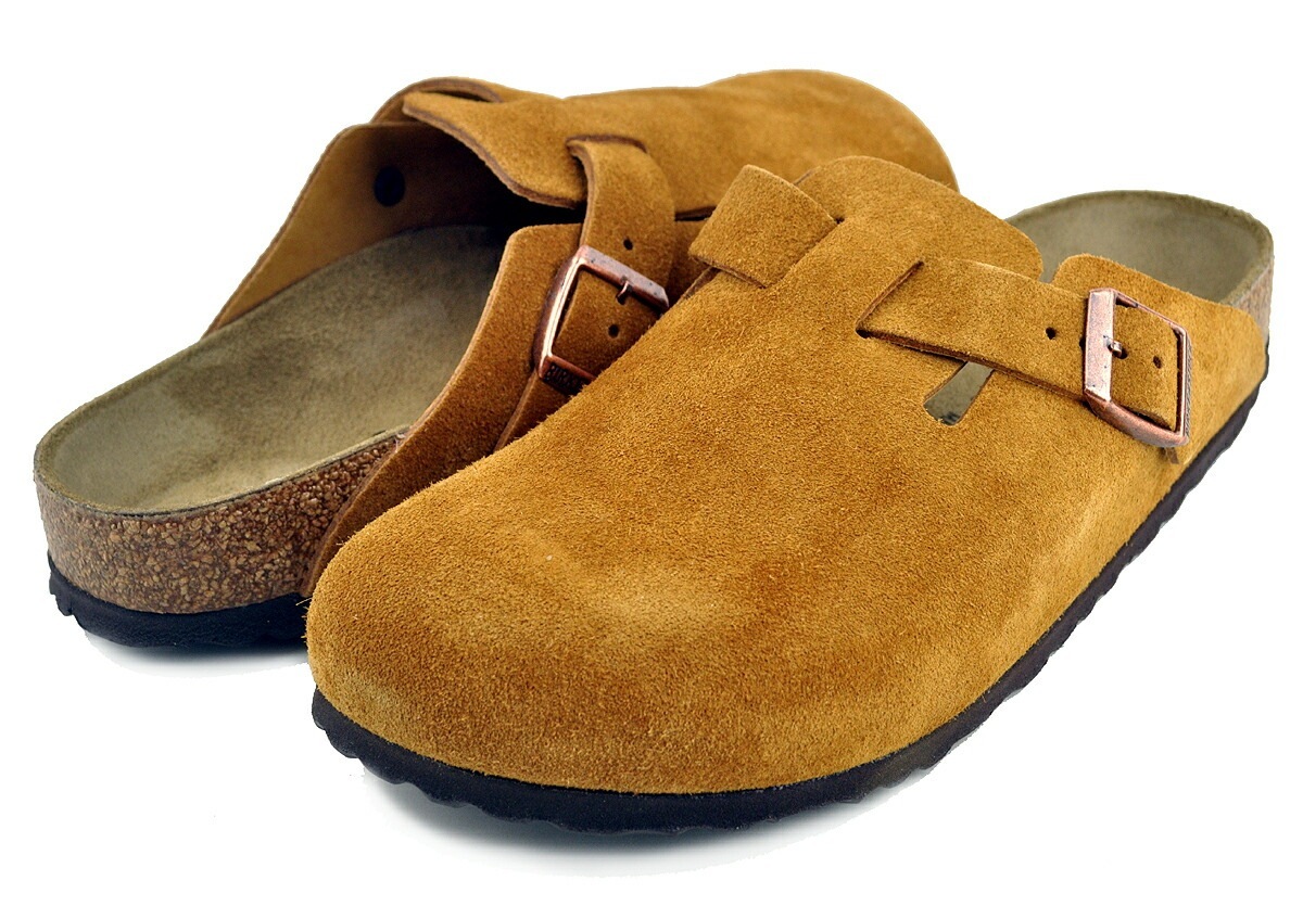 ボストン BS ミンク ブラウン スエードレザー レギュラーフィット ミュール サンダル クロッグ 1027110