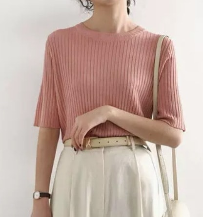 トップス デート モテアイテム ニットソー クルーネック 七分袖 コットン リブ 可愛い きれいめ 上品 おしゃれ かっこいい 可愛い ラブリー キュート ガーリー クール モード系 セクシー 5,006円
