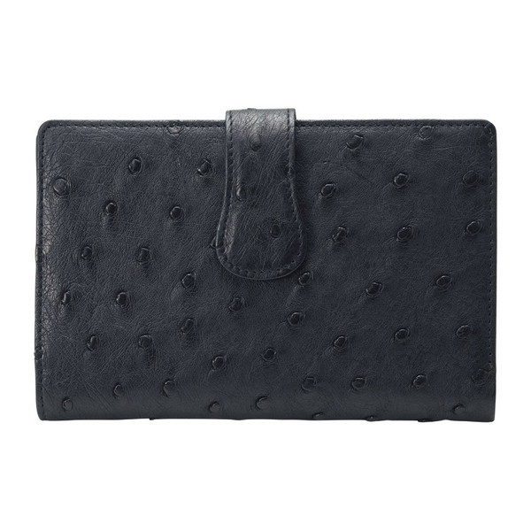 オーストリッチ横長ベロ付財布 ブラック S-NO8500043BK