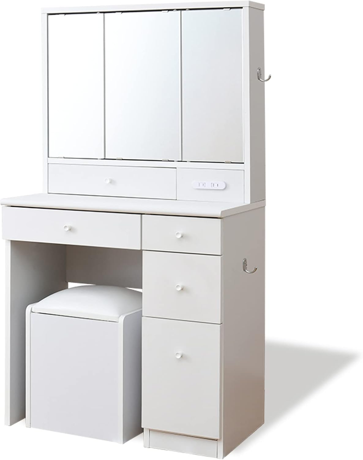 moca company BELLEB ハイタイプ ドレッサー 三面鏡 幅70 スツール 付き ホワイト