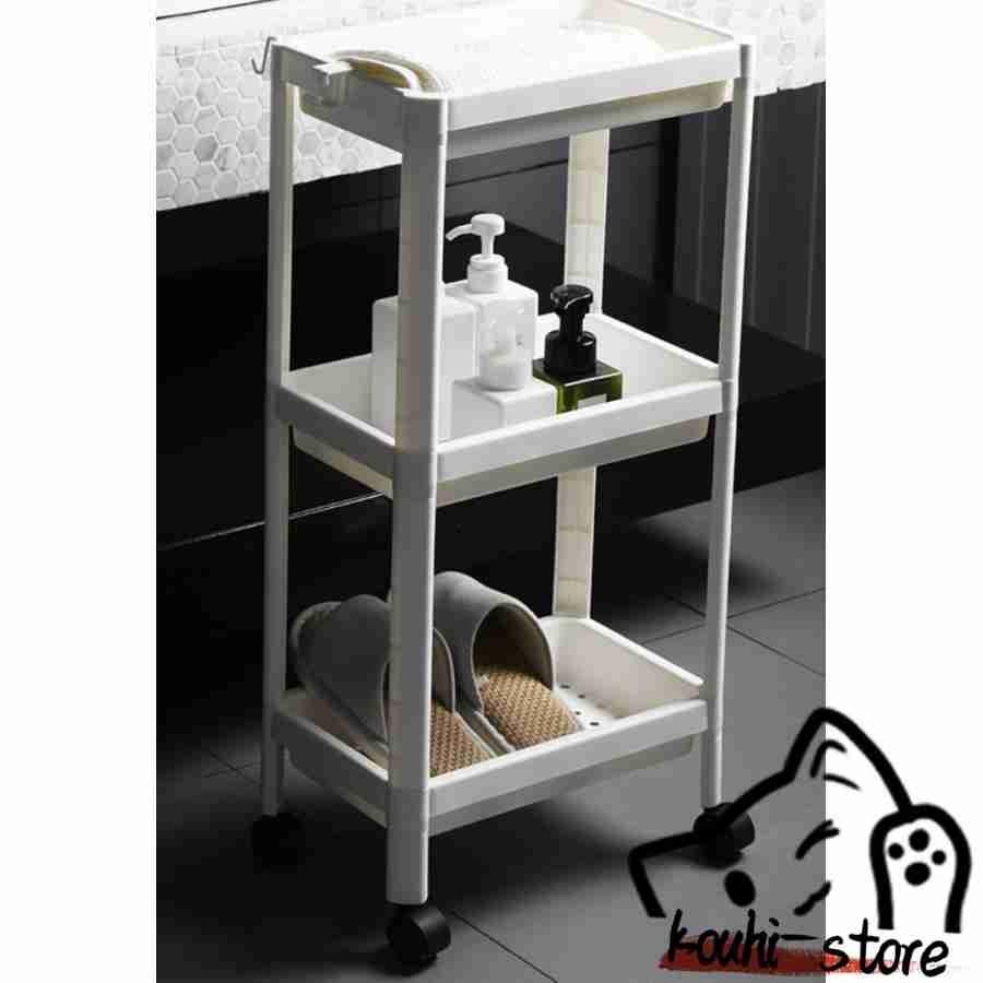 2日限定セールキッチンラック キッチン収納カート キッチンワゴン キャスター付き フック付き 収納ラック 隙間収納 シャワー室収納 ２段 ３段 ４段 清潔感