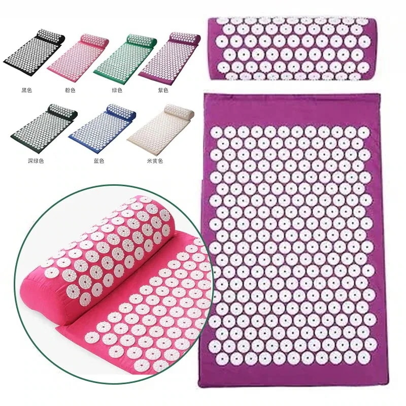 【1つ買うと10個もらえる】メガ割指圧スパイクマットヨガシャクティマットマッサージリラクゼーションを逃がし痛み鍼マットと枕 指圧マットと枕のセット グレー 背中首 サポート 筋肉をリラック