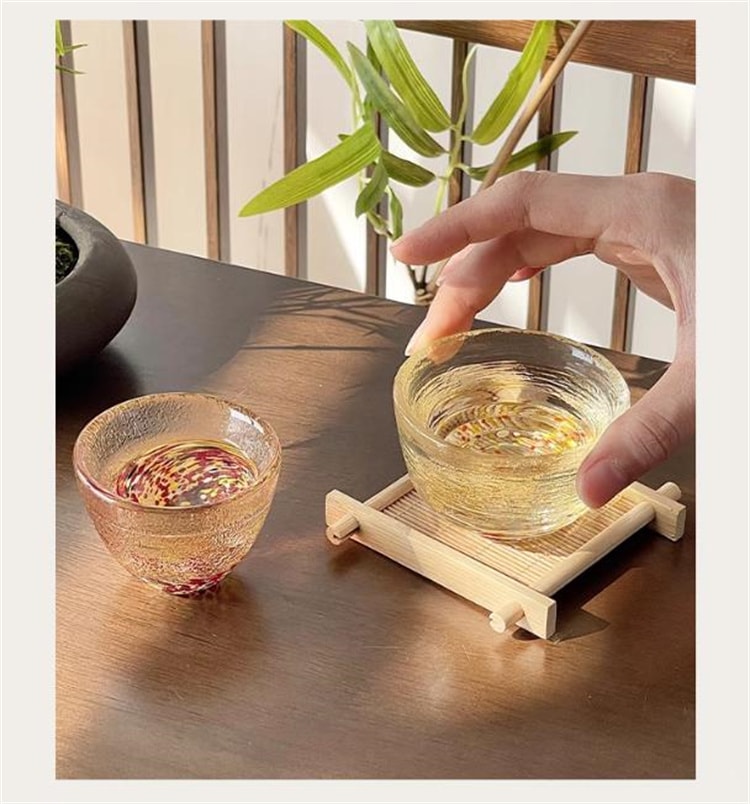 激安セール グラス 清杯 茶杯セット 茶杯 ミニ杯 木製パレット 果実杯 プレゼント 大人気 瑠璃杯 九宮格パレット