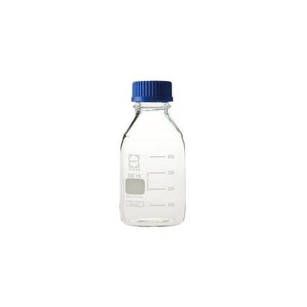 （まとめ）DURAN ねじ口瓶 500mL 青CAP付 [x5セット]