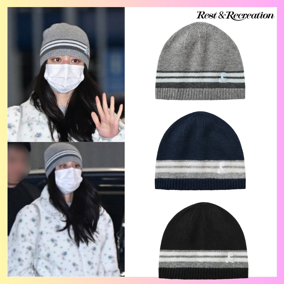 [TWICE ジヒョ着用] LINE COLORATION BEANIE - 3Colors + FREE OMAKE 20代 ファッション ビーニー ニット ビーニー防寒 ビーニー レディース 秋冬