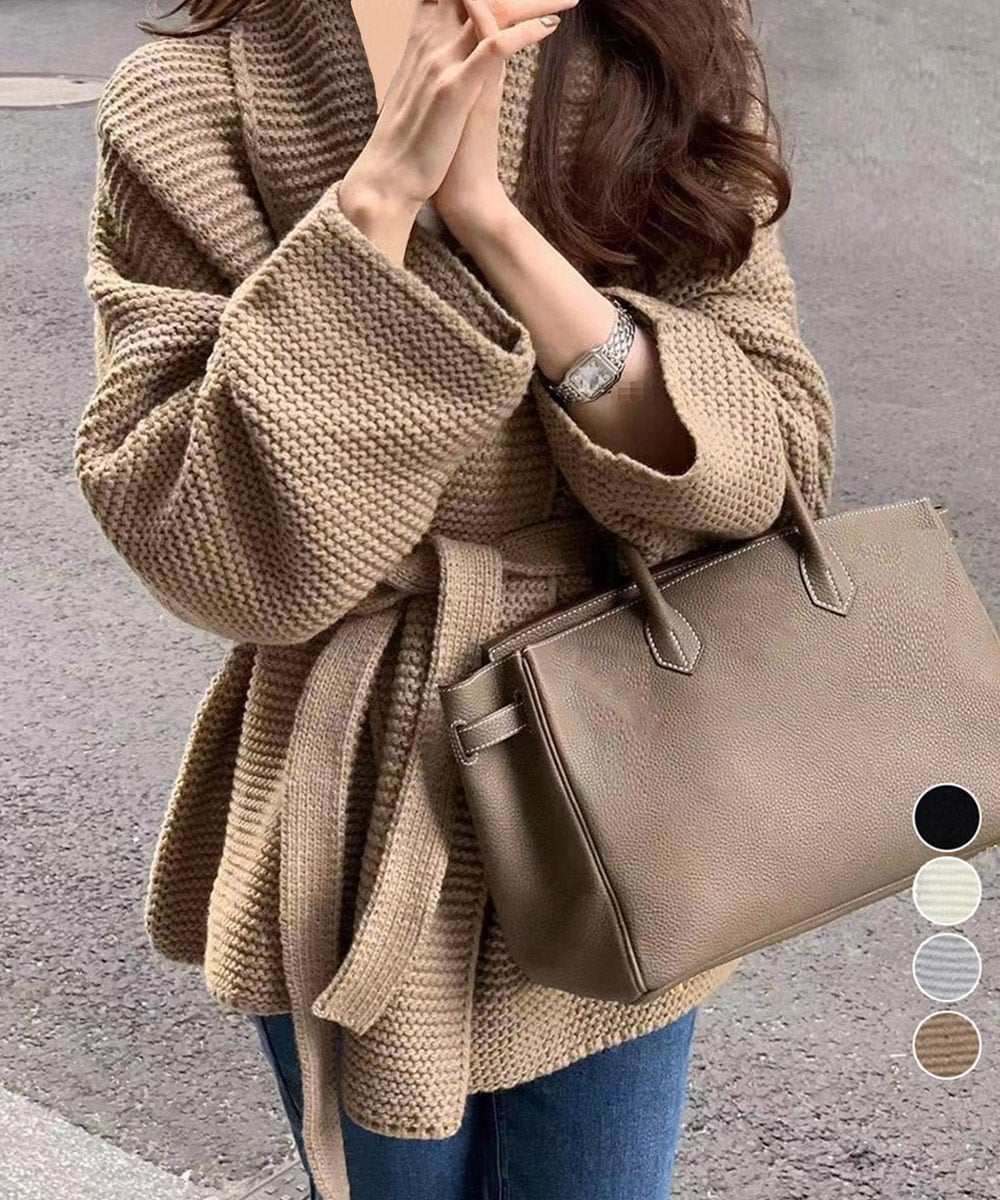 カーディガン レディース 秋冬 大きいサイズ 長袖 軽量 厚手 上品 大人 通勤 通学 旅行 防寒 防風 高級感 体型カバー あったか レトロ ニットカーディガン シンプル オフィス カジュアル おし