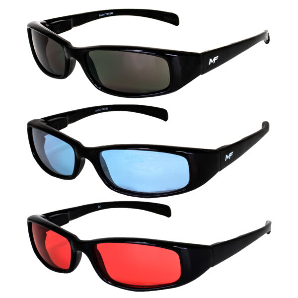 サングラス 3 Pairs of MF Eyewear Bad Attitude Sunglasses Black w/ Smoke Blue & Red Lens