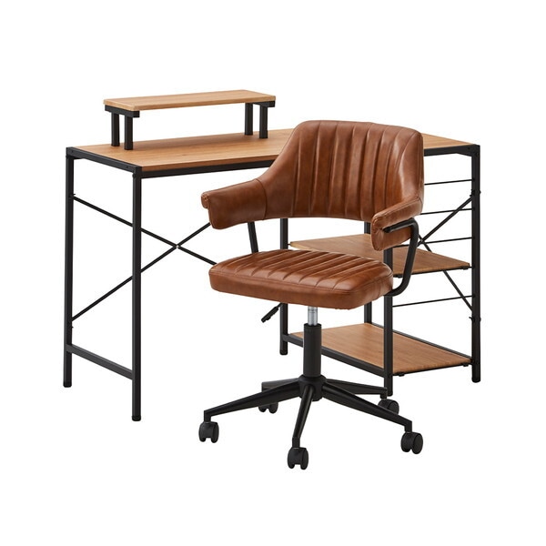 ホームテイスト ヴィンテージ風 ガス圧昇降 デスクチェアセット GABBY×Lubbock SH-22-GVSET-SH-BR SH/ブラウン メーカー直送