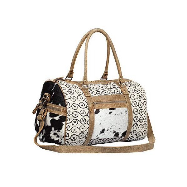 Myra Bag Meandering Upcycled Canvas & Cowhide Travveller Duffel Bag S-1327 並行輸入品