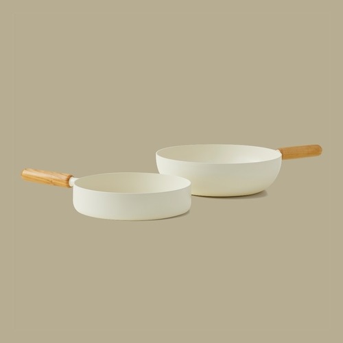 **セット商品** MODORI グードル 2種セット(24cmフライパン+28cm中華鍋) *Cream White