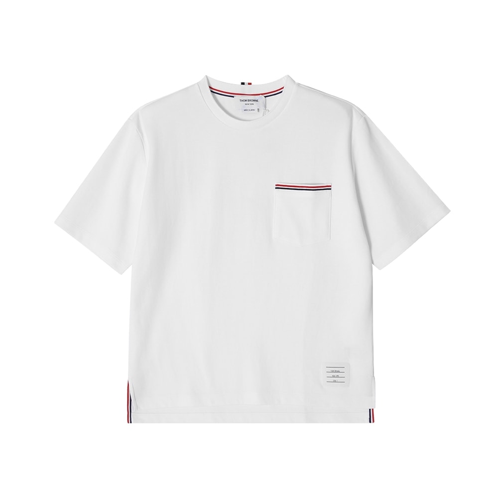 トムブラウン MJS183A 07323 100 ストライプ胸ポケットメンズ半袖Tシャツ