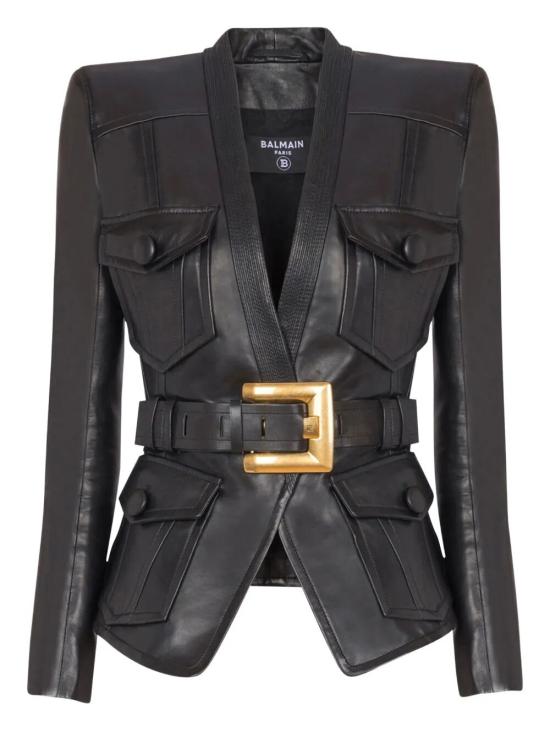 BALMAIN Women Leather Jackets FF1SI630LD63 099 0PA BLACK