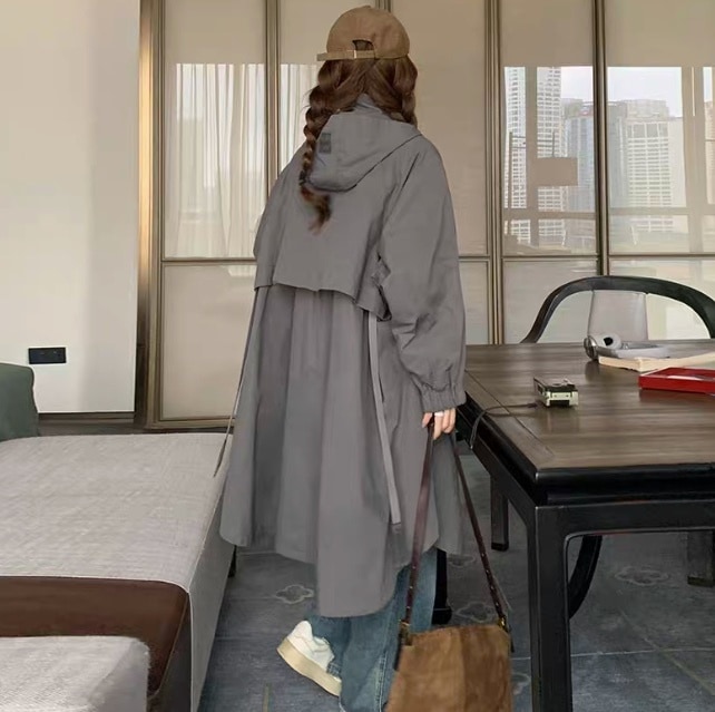 レディース コート ブルゾン アウター 上着 ウィンドブレーカー ロングコート チェスター ロング 長袖 フード ストリート ポケット 前開き かわいい 大人可愛い シンプル カジュアル ラフ