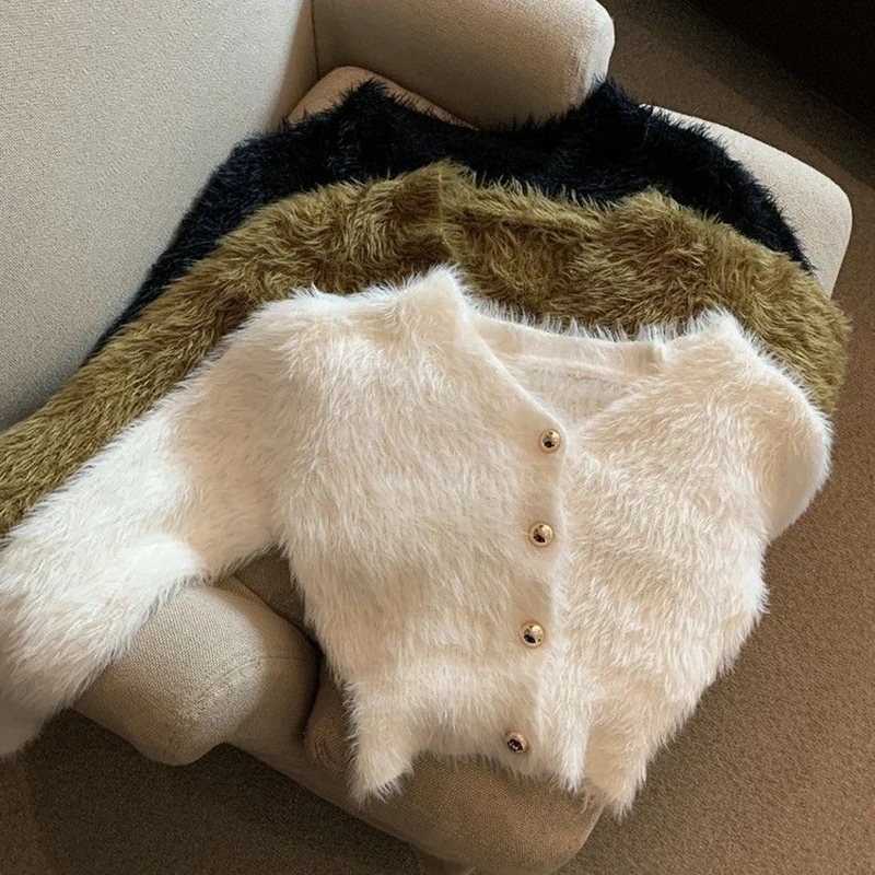 女性用モヘアニットカーディガン,Vネックセーター,ヴィンテージコート,スリムジャンプスーツ,ナイトウェア,韓国のストリートウェア,白黒,新しいコレクション - AliExpress 20000034