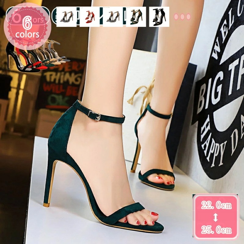 1000円OFFクーポン シンプル レディース サンダル ヒール アンクルストラップ ピンヒール ハイヒール 美脚 夏 ファッションサンダル 可愛い キレイめ 安定感 カジュアルサンダル 純色 イエロ