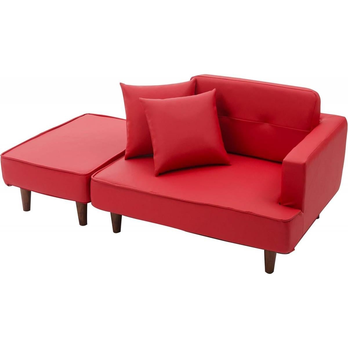 【I】セルタン CELLUTANE カウチソファ NAP 2人掛け 脚置き付 PVC レザー レッド 赤 A969p-596RED コンパクト ソファ【受注生産品】グ 水洗