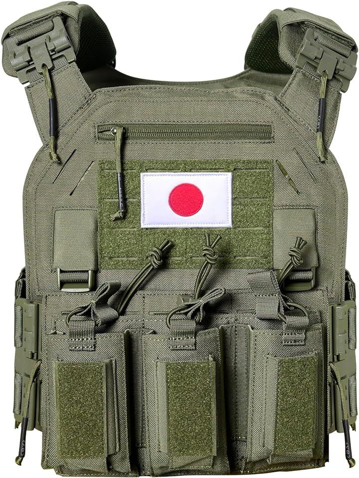 タクティカルベスト 軽量シートキャリア MOLLE サバイバルベスト 軽量バーバリアンアーマー サイズ調整可能 レーザーカット アップグレード( レンジャーグリーン)