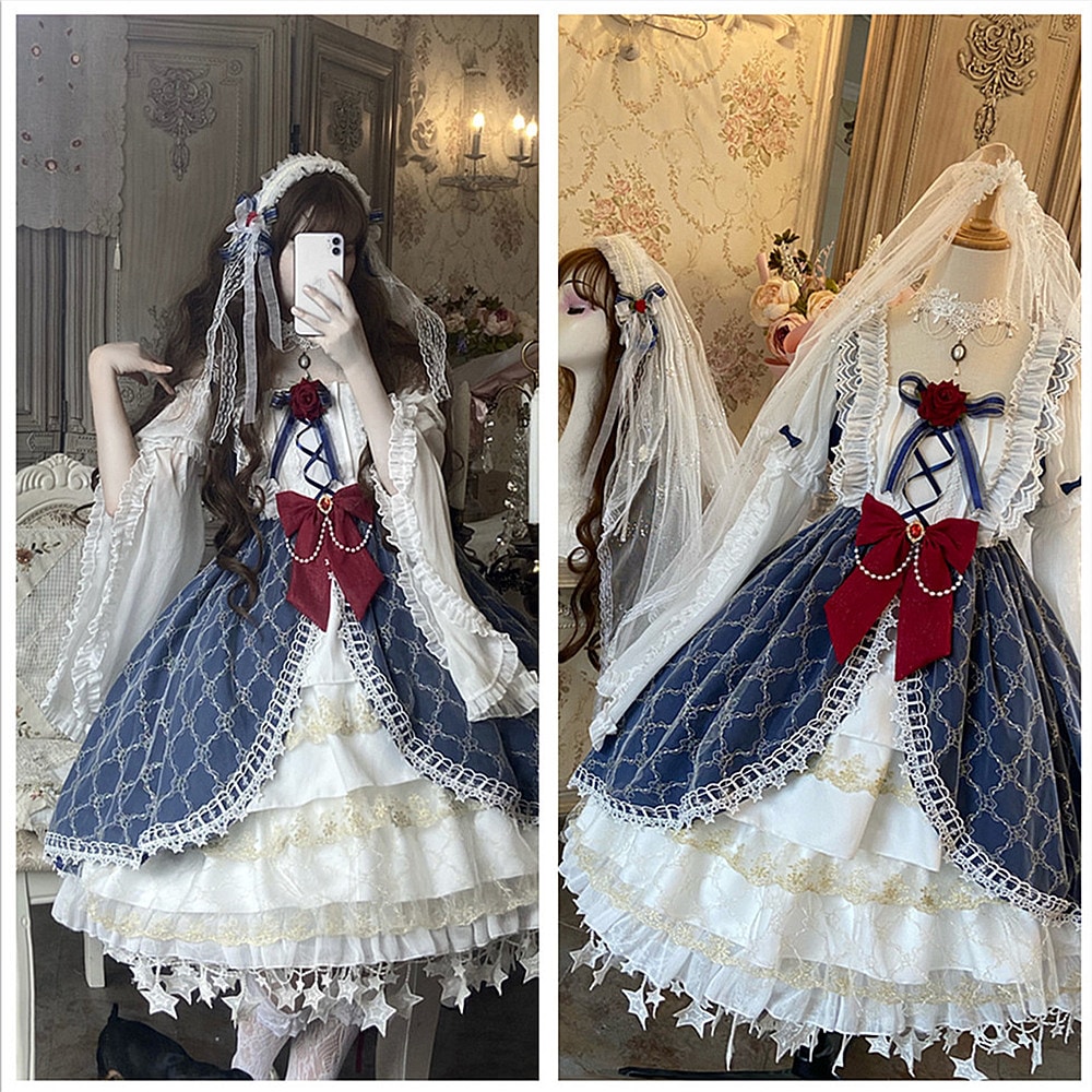 キャミソールワンピースロリータ 白雪姫ロリータ Bai Xueji Qinghua 結婚式ゴージャス Cla ゴシック分解ジスリーブ春夏ドレス 5,443円