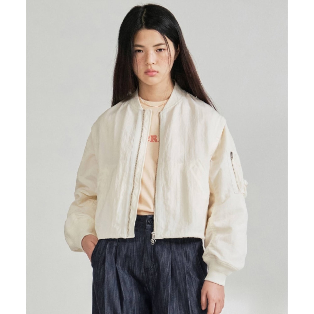 COVERNAT 女性用取り外し可能 MA-1 ジャンパーアイボリー
