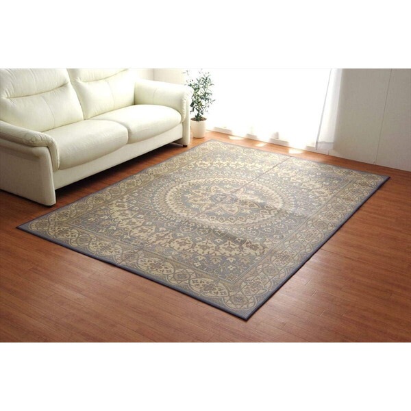 1050530133904 ラグ 長方形 夏用 ふっくら い草 サークル グレー 191×250cm メーカー直送