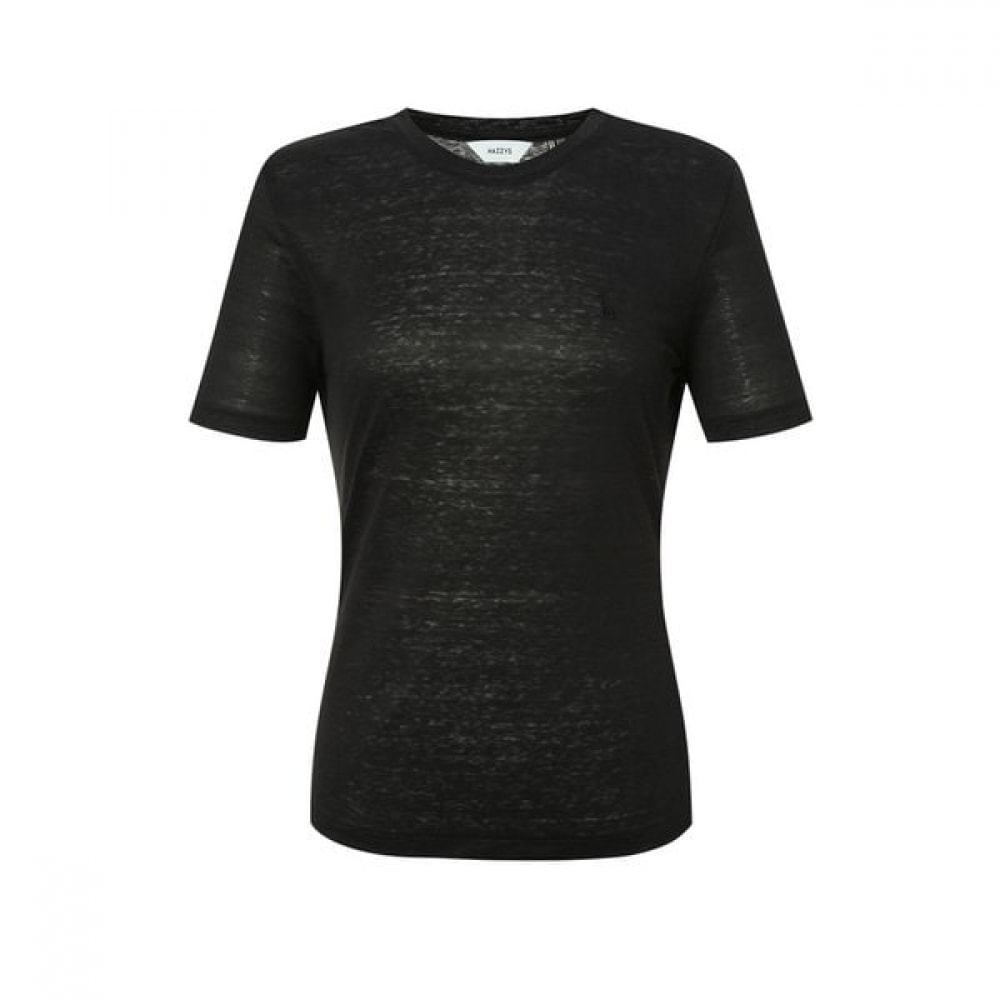 [25SS] エッセンシャルラウンドネック 100% リネンストライプショートスリーブティーHSTS5BC33BK