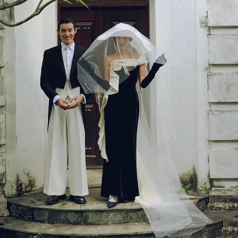 テーマ衣料レトロウェディング写真カッ写真写真ブラックドレス