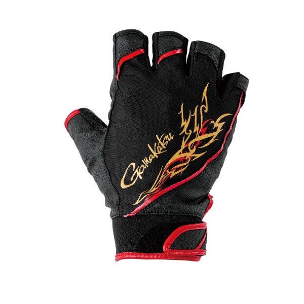 がまかつ 帽子 GM7309 ストレッチフィッシンググローブ(5本切) ブラック×レッド M