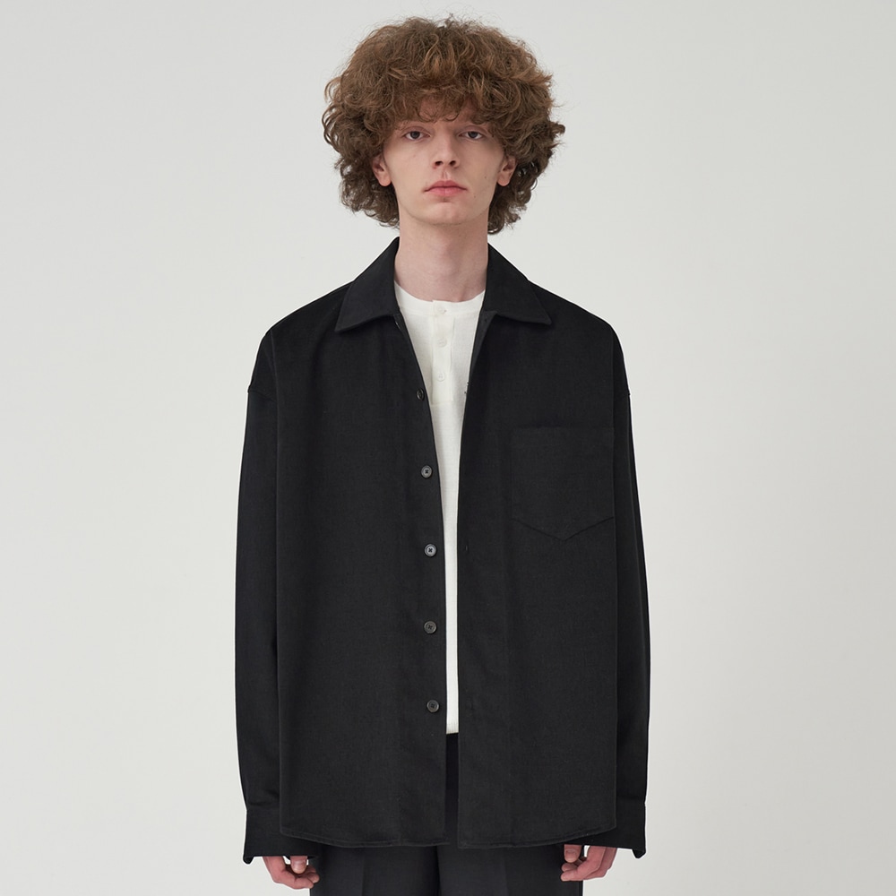 SINGLE BREASTED SHIRT JACKET_BLACK