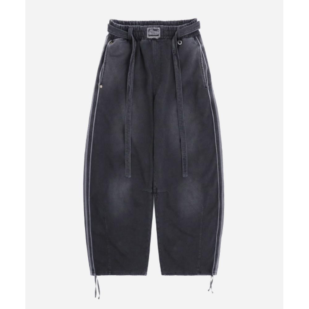 BADBLOOD Billy Washed Denim Sweatpants Black w-pts24-089