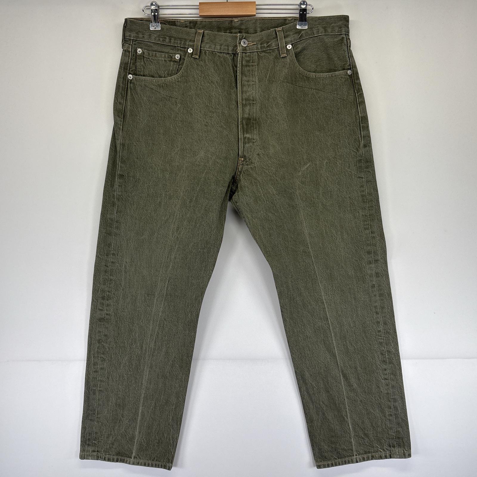 古着 デニムパンツ 501 ボタンフライ ストレート 大きいサイズ カラーデニム w40 L30 グリーン系 メンズ