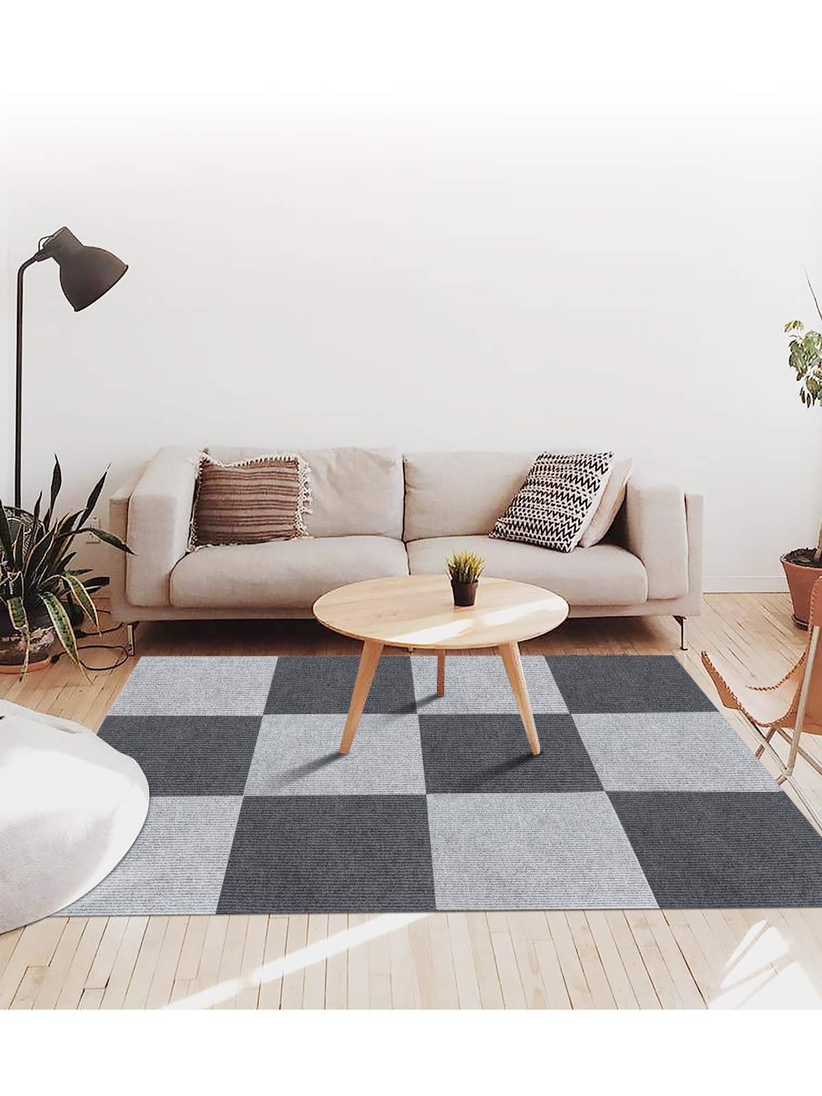 FUNHOO 【45*45cm 40枚 グレー濃淡】 大判 ジョイントマット タイルマット 設置簡単 マット ずれない 防音 洗えるカーペット ペット用カーペット/高齢者の滑り止め対策