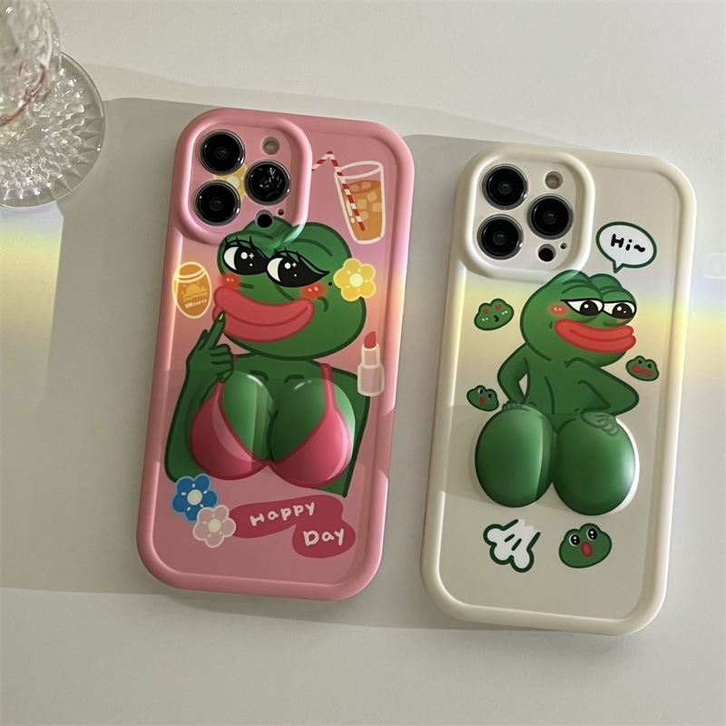 漫画の立体カエル Iphone14promax 携帯電話ケース 1312 シリコンソフトシェル 1114plus 落下防止保護カバー 14pro カップル-1091901821-50302