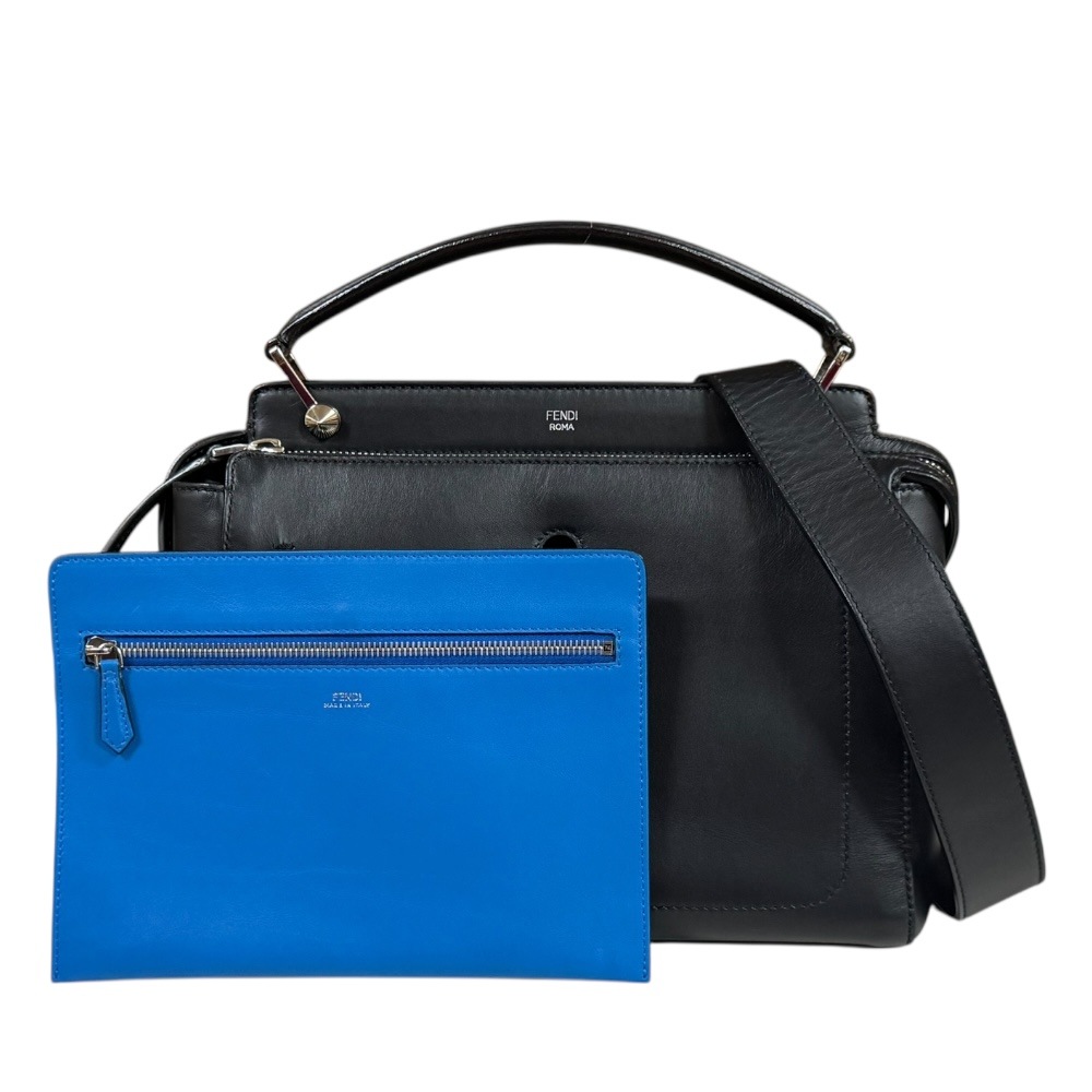 フェンディ ドットコム ショルダーバッグ レザー 8BN293 ブラック FENDI 中古