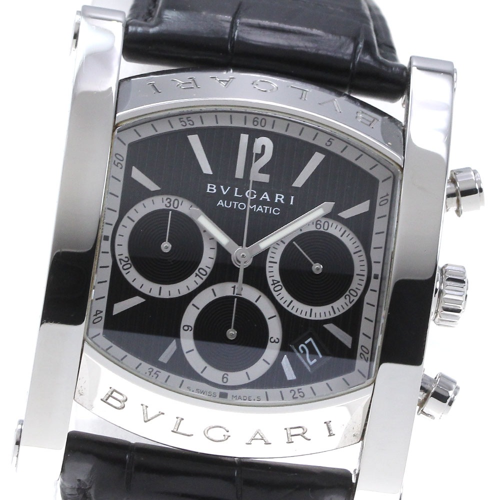 ベルト訳あり ブルガリ BVLGARI AA48SCH アショーマ クロノグラフ 自動巻き メンズ 保証書付き_862175【中古】