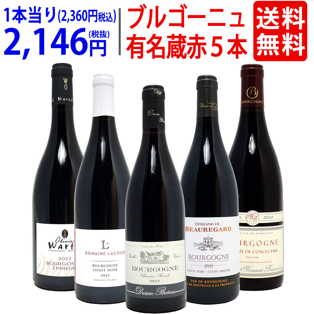 ワイン ワインセット ブルゴーニュ蔵 すべて激ウマ赤５本セット 飲み比べセット ギフト 大人気 ^W0B571SE^