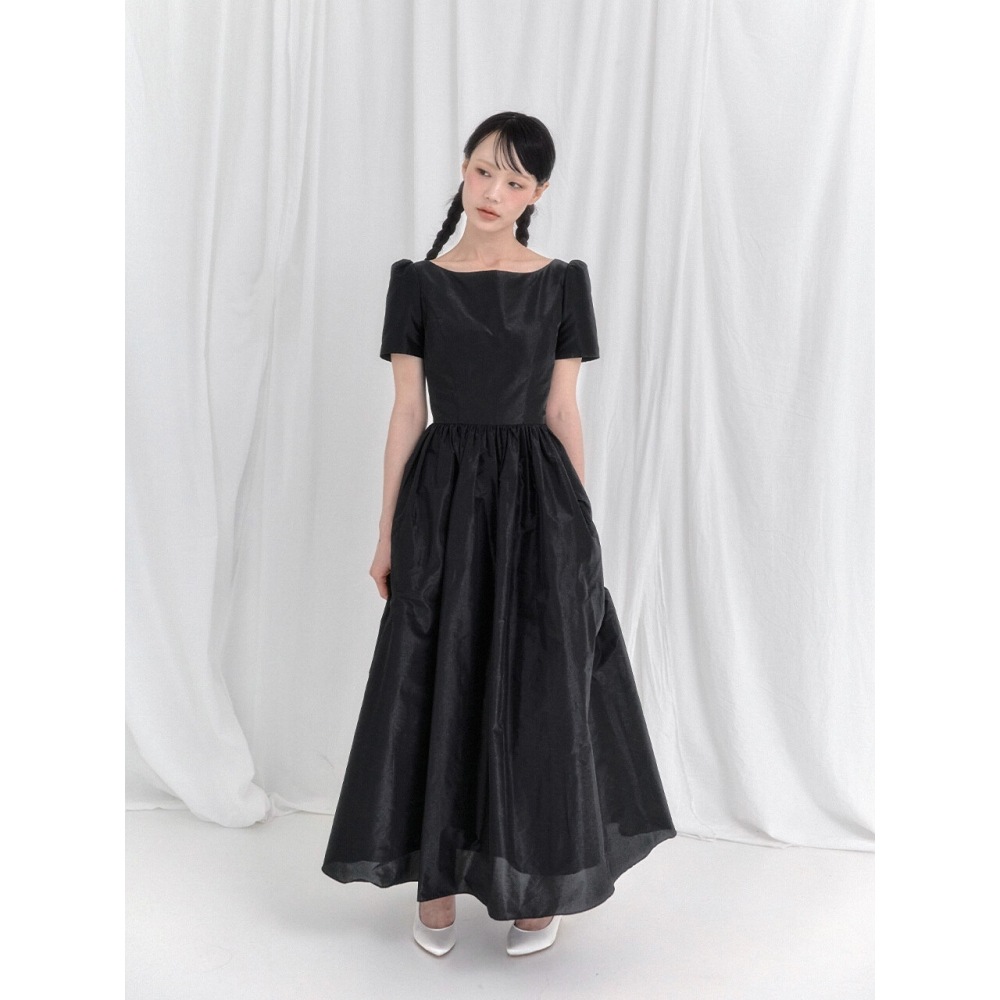 FORMYSIS タフタバックスリットドレスブラック