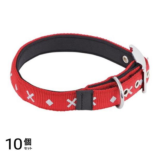 ペティオ ベーシックプラス クロスダイヤカラー Lサイズ 大型犬用首輪 レッド 1本入 (W55827) 10個セット