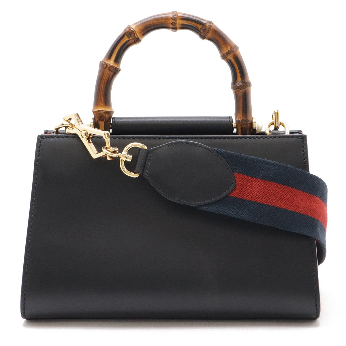 ニムフェア バンブー ハンドバッグ ミニバッグ 2WAY ショルダーバッグ レザー フェイクパール ブラック 黒 レッド 赤 47027 70,400円